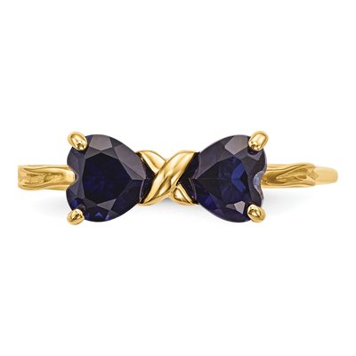 14K Yellow Gold Lab-Created Sapphire Bow Ring – view 4