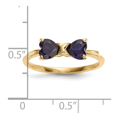 14K Yellow Gold Lab-Created Sapphire Bow Ring – view 5