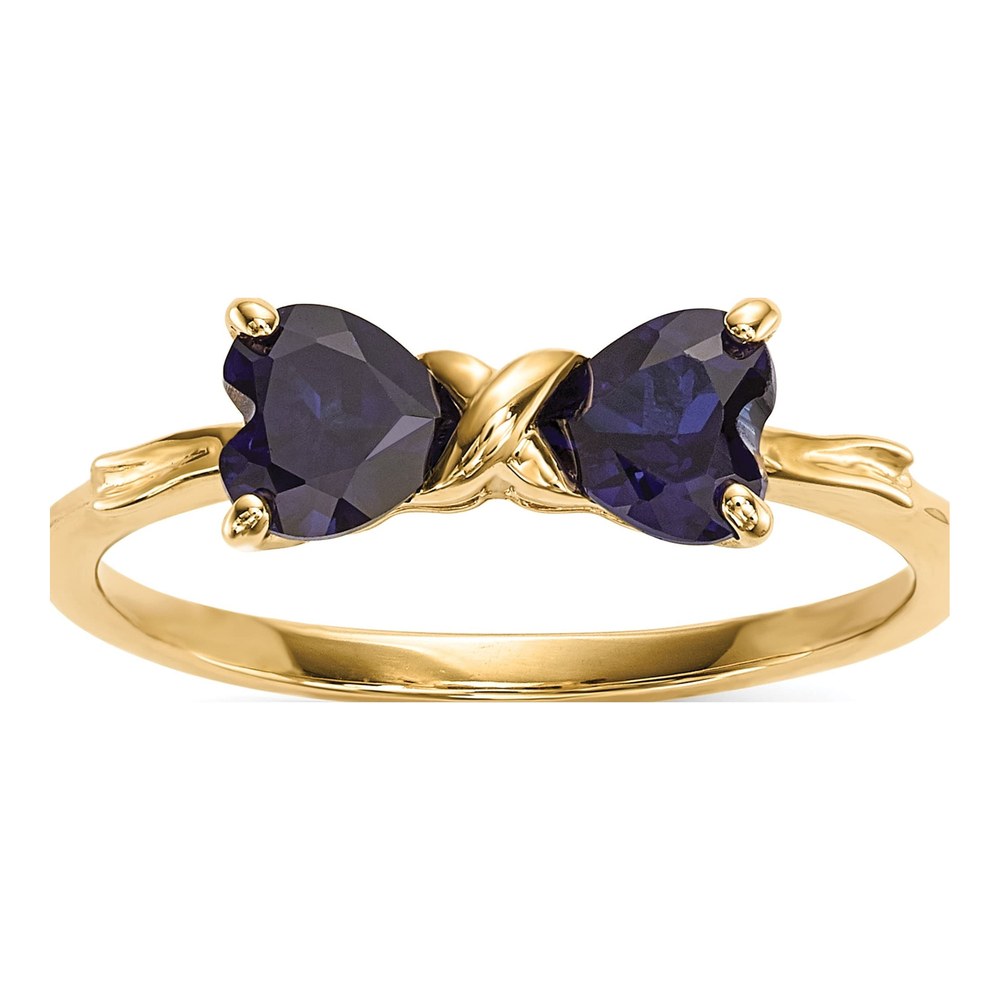 14K Yellow Gold Lab-Created Sapphire Bow Ring