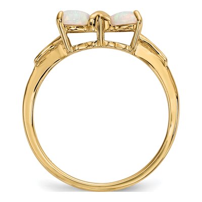 14K Yellow Gold Lab-Created Opal Bow Ring – view 2