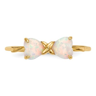14K Yellow Gold Lab-Created Opal Bow Ring – view 4