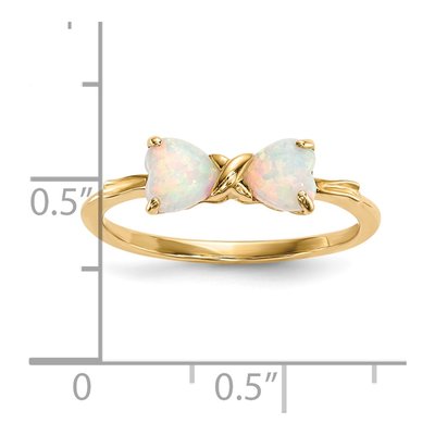 14K Yellow Gold Lab-Created Opal Bow Ring – view 5