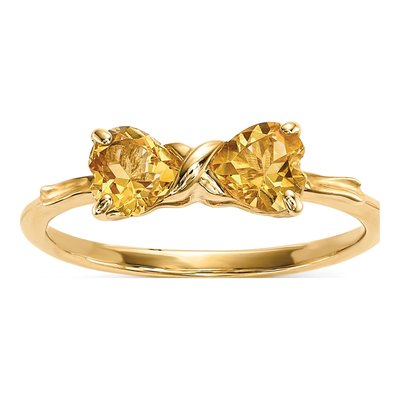 14K Yellow Gold Citrine Bow Ring