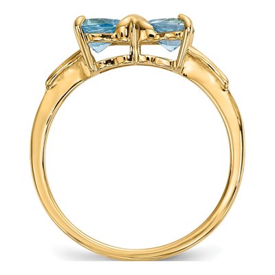 14K Yellow Gold Swiss Blue Topaz December Birthstone Bow Ring – view 2