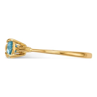 14K Yellow Gold Swiss Blue Topaz December Birthstone Bow Ring – view 3
