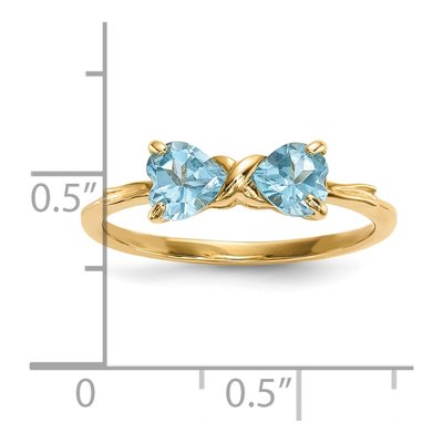 14K Yellow Gold Swiss Blue Topaz December Birthstone Bow Ring – view 5