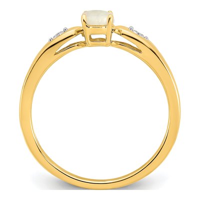 14K Yellow Gold Opal & Diamond Ring – view 2
