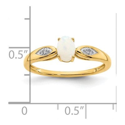 14K Yellow Gold Opal & Diamond Ring – view 3