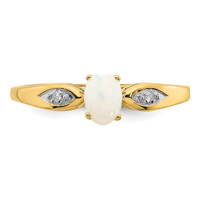 14K Yellow Gold Opal & Diamond Ring – view 5