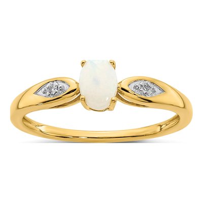 14K Yellow Gold Opal & Diamond Ring