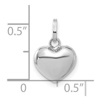 14K White Gold Puffed Heart Pendant – view 4