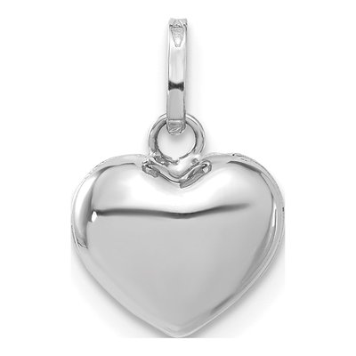 14K White Gold Puffed Heart Pendant