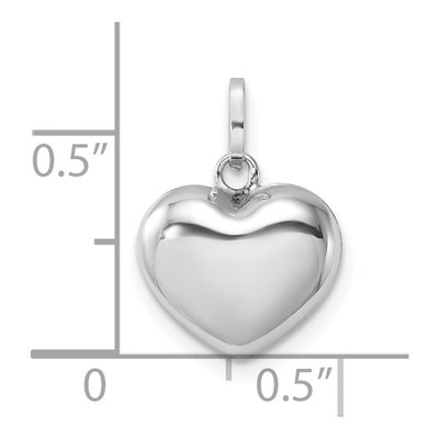 14K White Gold Puffed Heart Pendant – view 5