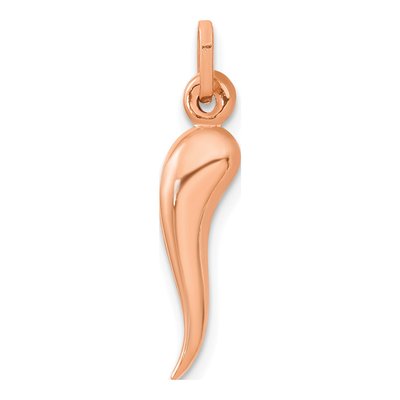 14K Rose Gold 3D Horn Pendant