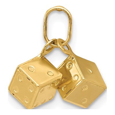 14K Yellow Gold 3-D Dice Pendant – view 3