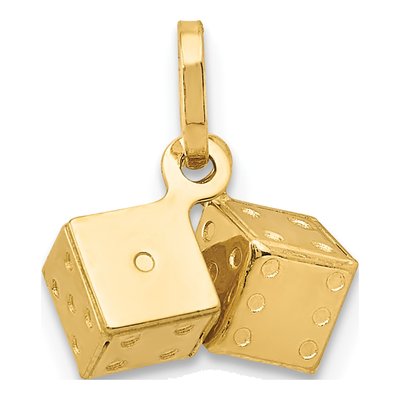 14K Yellow Gold 3-D Dice Pendant