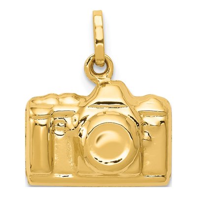14K Yellow Gold 3-D Camera Pendant