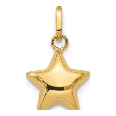 14K Yellow Gold Puffed Star Charm