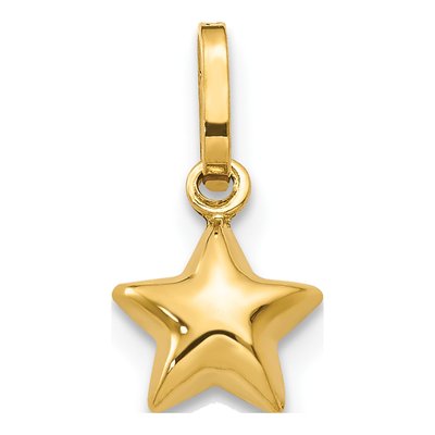 14K Yellow Gold Puffed Star Pendant