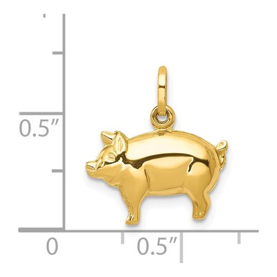 14K Yellow Gold Pig Pendant – view 4