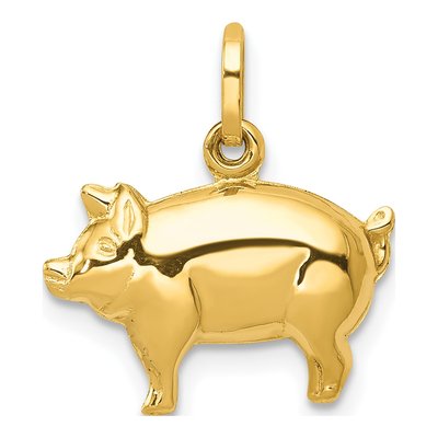 14K Yellow Gold Pig Pendant