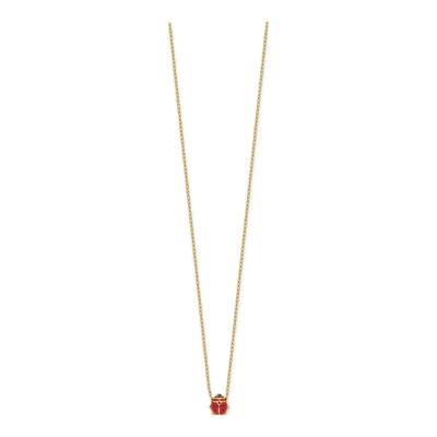 14K Yellow Gold Girls' Enamel Ladybug Necklace – view 3