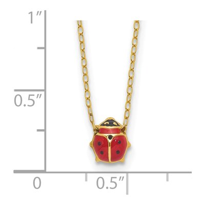 14K Yellow Gold Girls' Enamel Ladybug Necklace – view 4