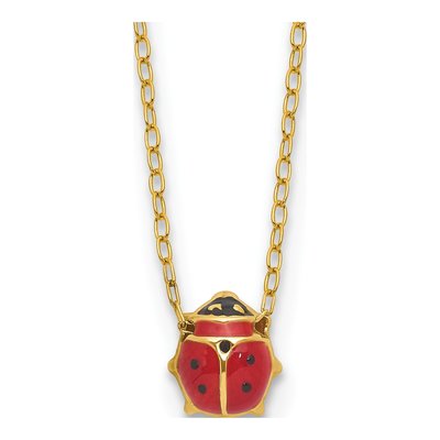 14K Yellow Gold Girls' Enamel Ladybug Necklace