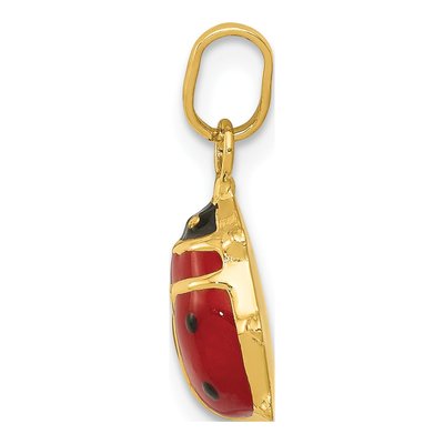 14K Yellow Gold Red Black Enamel Ladybug Charm – view 3