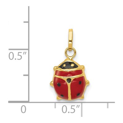 14K Yellow Gold Red Black Enamel Ladybug Charm – view 5