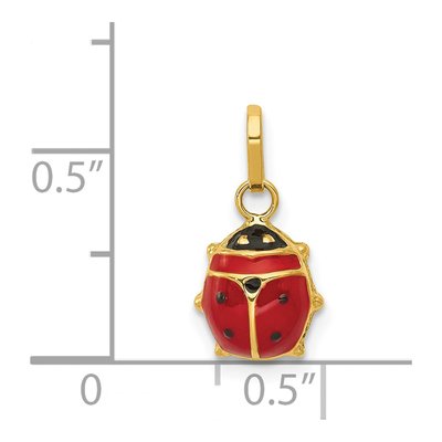 14K Yellow Gold Red Black Enamel Ladybug Charm – view 4