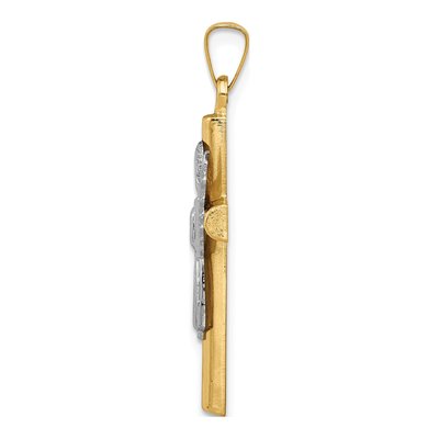 14K Two-Tone Gold Angel Cross Pendant – view 3