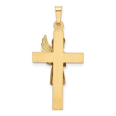 14K Two-Tone Gold Angel Cross Pendant – view 5