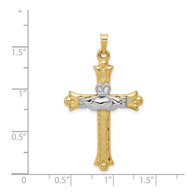 14K Two-Tone Gold Claddagh Cross Pendant – view 4