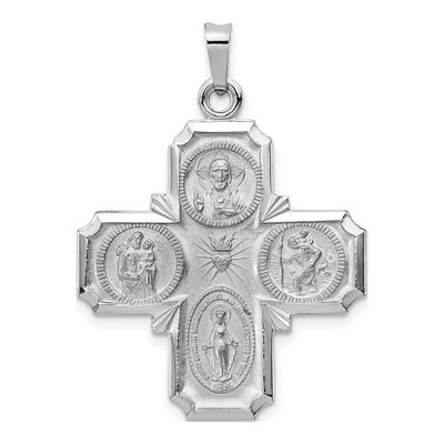 14K White Gold Four-Way Medal Pendant