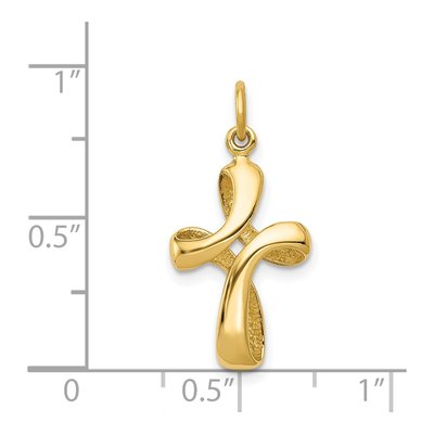 14K Yellow Gold Ribbon Cross Pendant – view 4