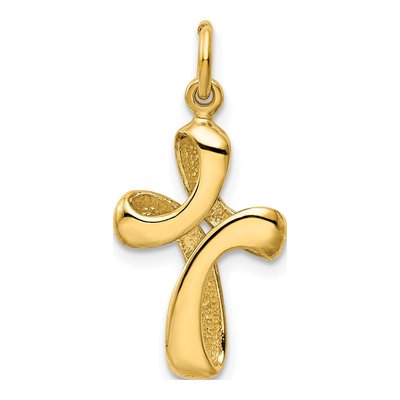 14K Yellow Gold Ribbon Cross Pendant – view 5