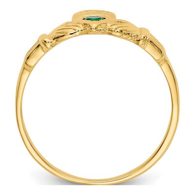 14K Yellow Gold CZ Claddagh Ring – view 3