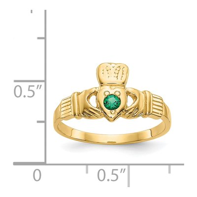 14K Yellow Gold CZ Claddagh Ring – view 4