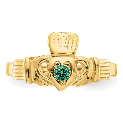 14K Yellow Gold CZ Claddagh Ring – view 6