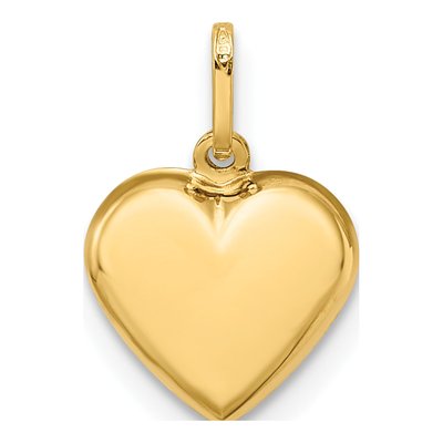 14K Yellow Gold Puffed Heart Pendant – view 5