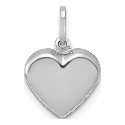 14K White Gold Puffed Heart Pendant