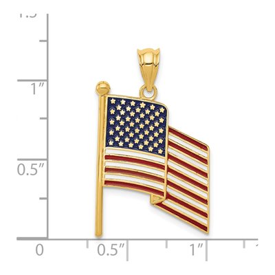 14K Yellow Gold Enameled American Flag Pendant – view 6
