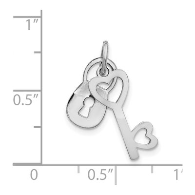 14K White Gold Lock Heart Key Pendant – view 4