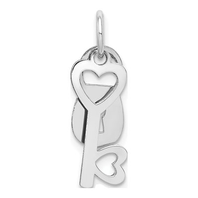 14K White Gold Lock Heart Key Pendant – view 5