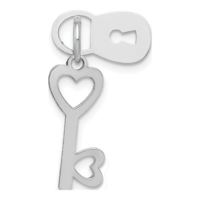 14K White Gold Lock Heart Key Pendant – view 6