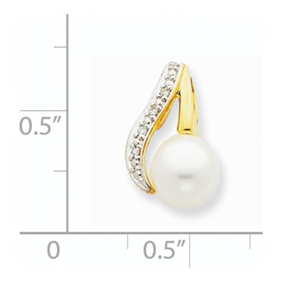 14K Yellow Gold Freshwater Cultured Pearl & Diamond Button Pendant – view 3