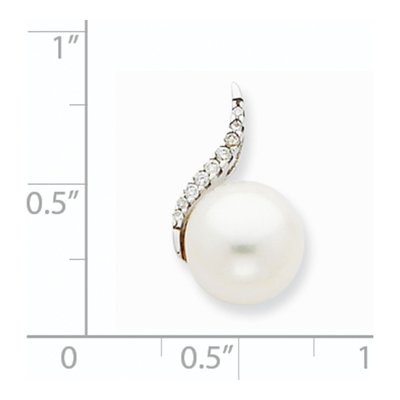 14K White Gold 1/15 ct tw Freshwater Cultured Pearl & Diamond Slide Pendant – view 3