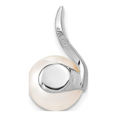 14K White Gold 1/15 ct tw Freshwater Cultured Pearl & Diamond Slide Pendant – view 4