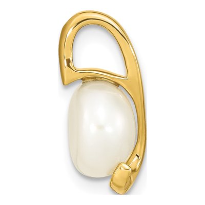 14K Yellow Gold Freshwater Cultured Pearl Slide Pendant – view 2